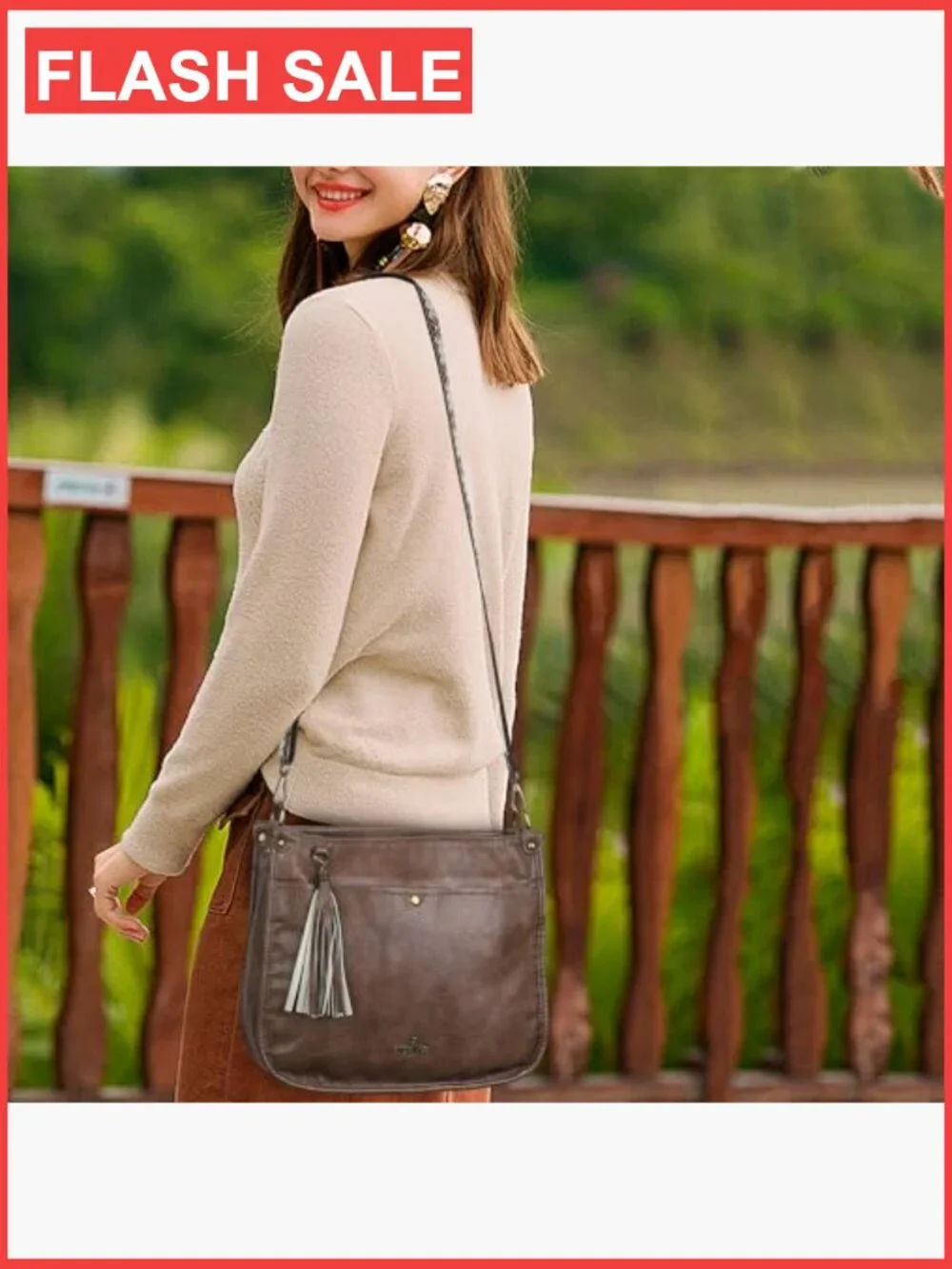 Trendy Vegan Leather Hobo Crossbody Bag with Guitar Strap